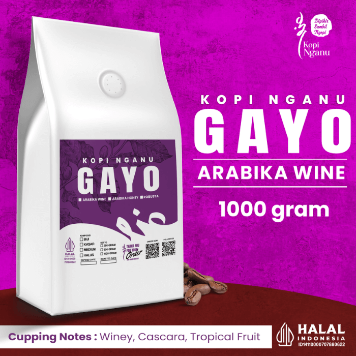 Kopi Arabika Gayo Wine 1kg biji kopi specialty Pekanbaru